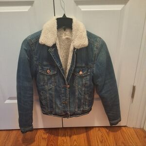 American Eagle Sherpa Denim Jacket Size Small